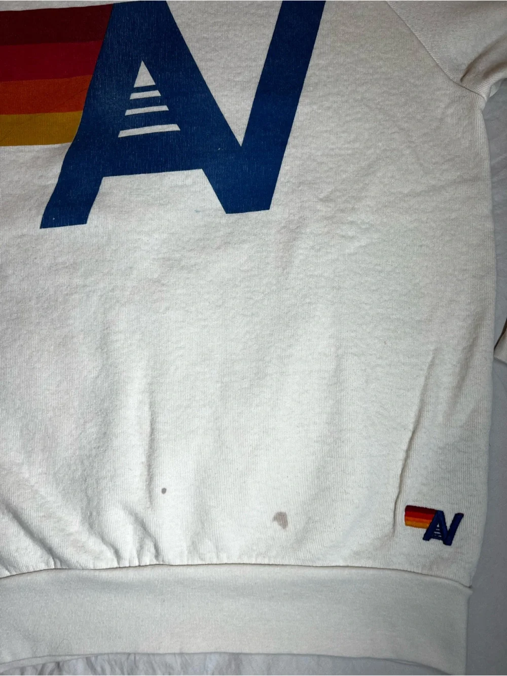 Aviator Nation Vintage White Crewneck Sweater with Retro Logo - Picture 2 of 10